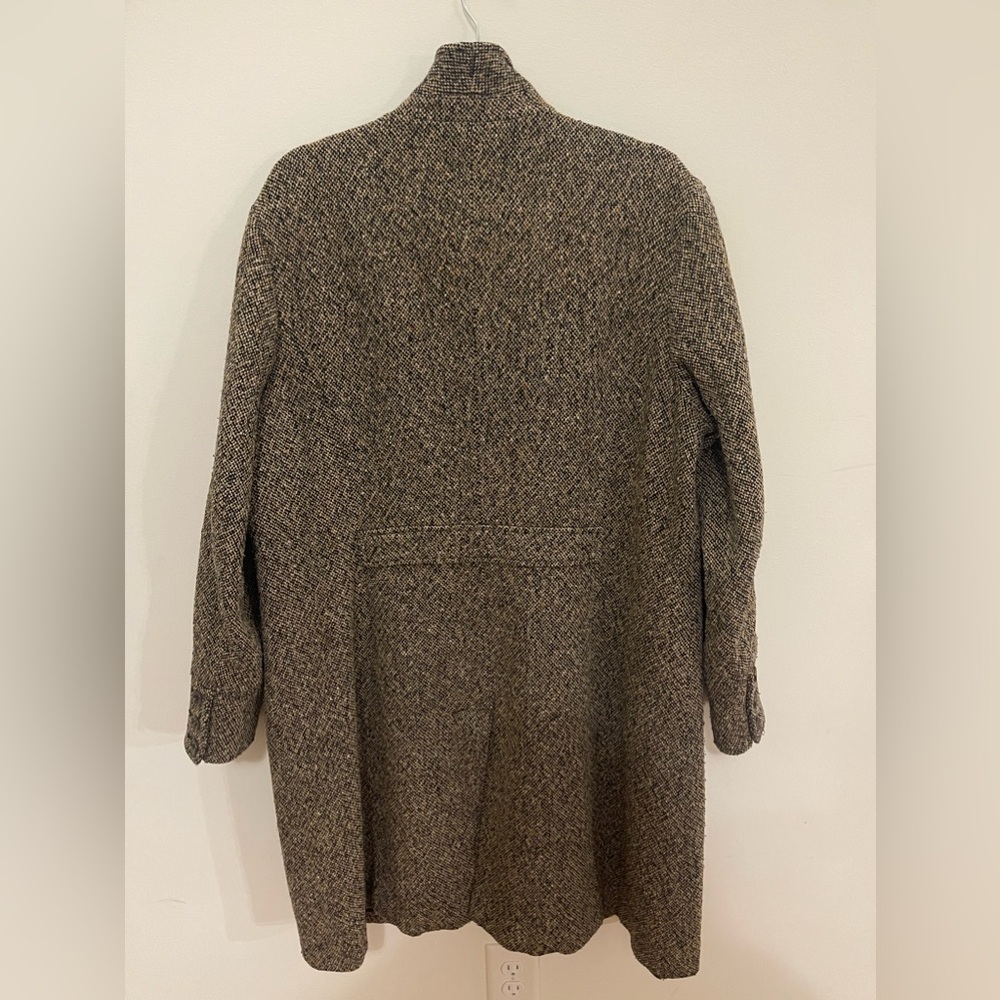 Eddie Bauer Pea Coat Womens XL Brown & Cream Double Breasted Mottled Wool Tweed